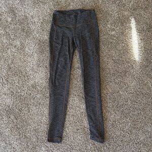 Athleta Charcoal Leggings with Tan Stitching